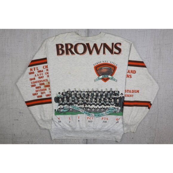 Vintage Long Gone Cleveland Browns NFL Crewneck Sweatshirt Men's L Gray - Picture 5 of 13